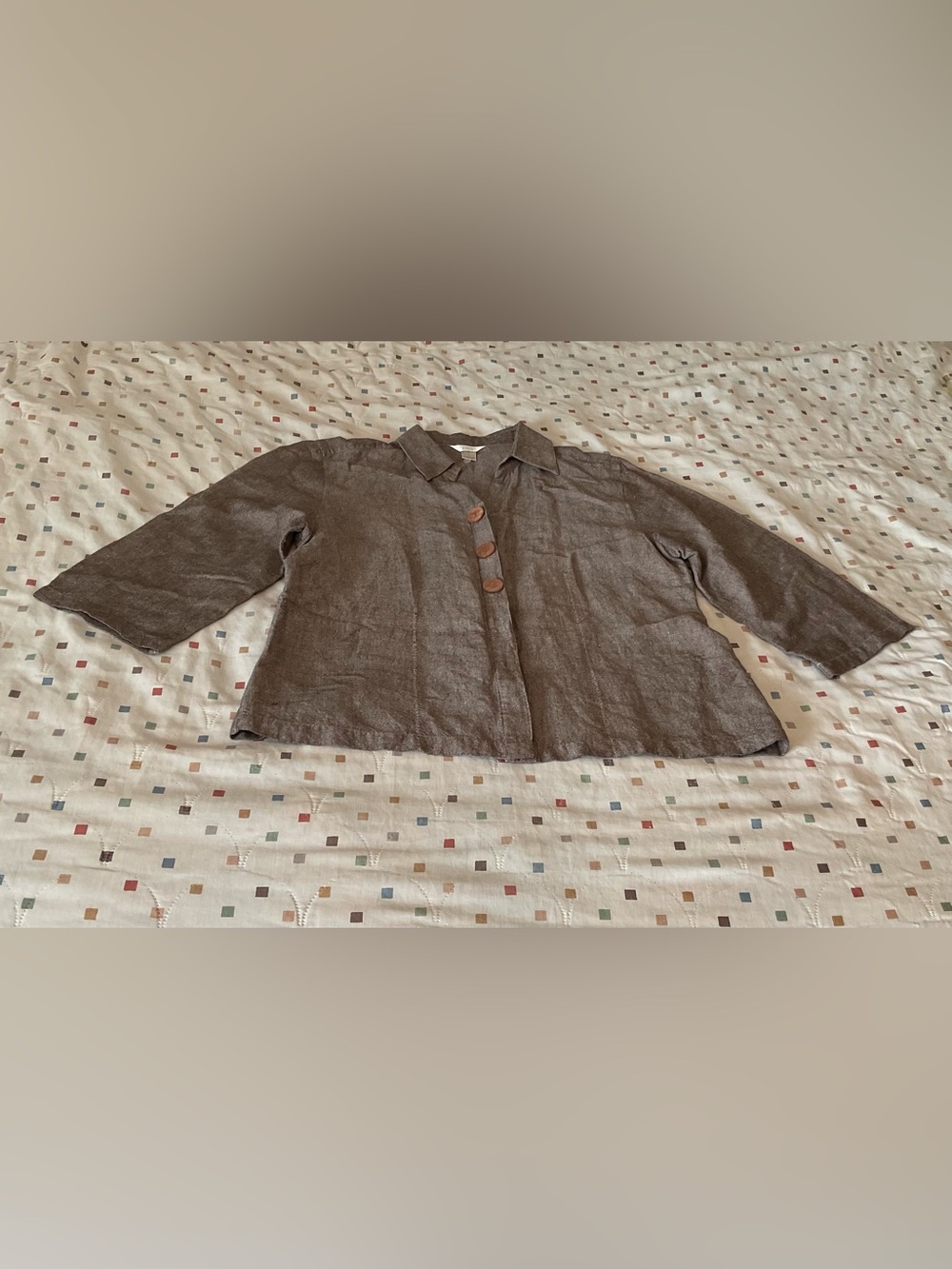 Christopher & Banks Brown Linen-Blend Button Front Jacket